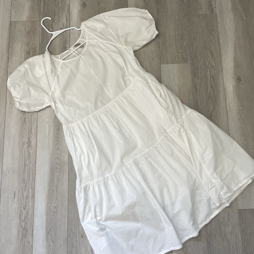 Everlane Tiered Dress cotton midi short sleeve womens White size 6 contemporary - Picture 3 of 8